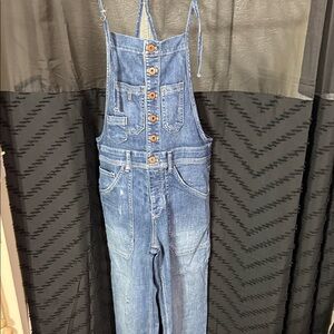 Anthropologie Pilcro The Painters model
Denim Button-Front Overalls - Blue